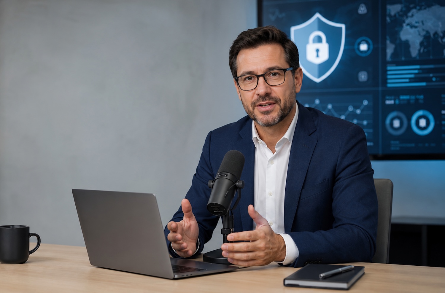 Presenter hosting a professional live webinar